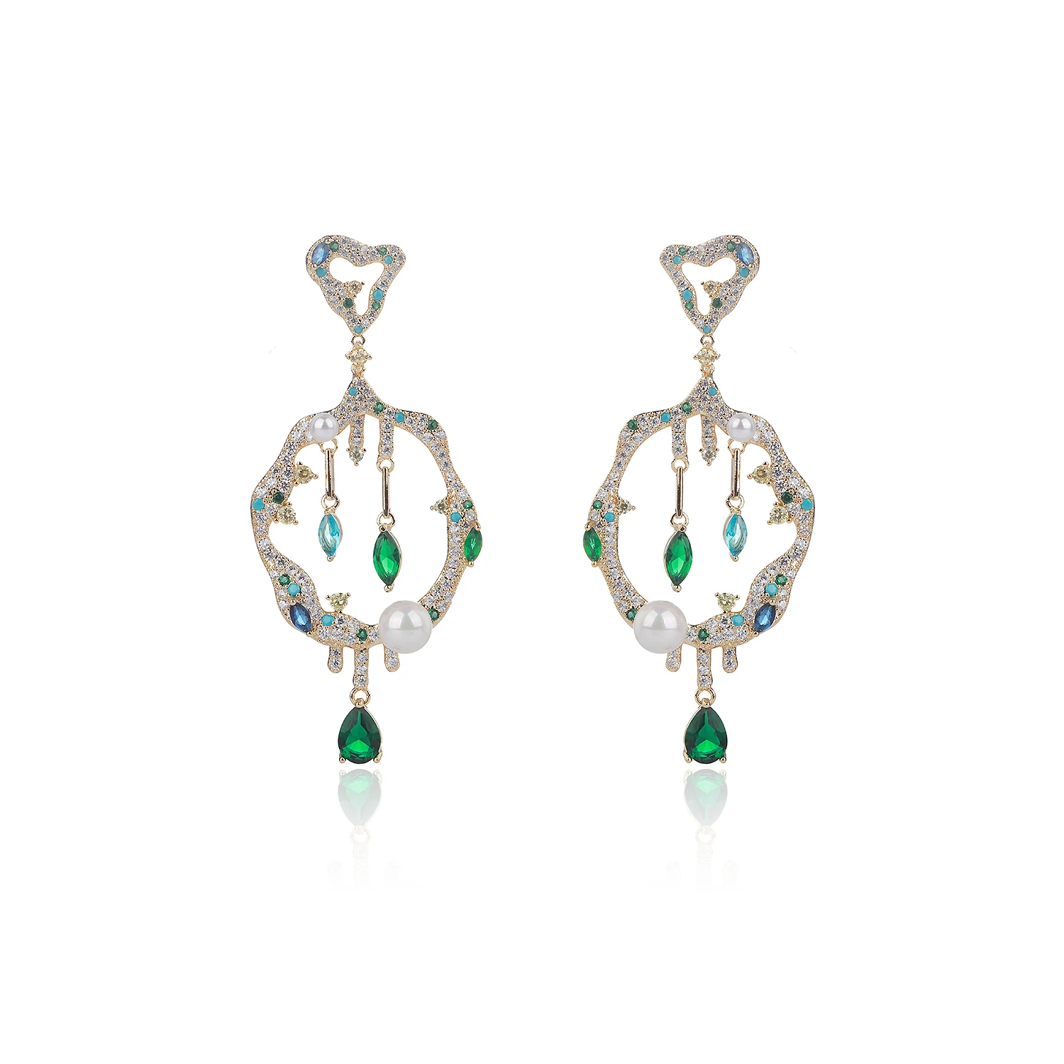 Cubic Zircon CZ Leaves Earrings for Wedding, Crystals Flower Earring for Bride, Women Girl Birthday Party Jewelry CE11460