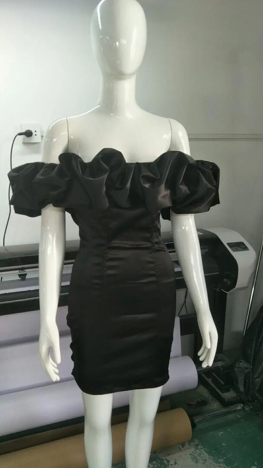 DEIVE TEGER женское Пышное черное платье Vestidos с открытыми плечами сексуальное Клубное