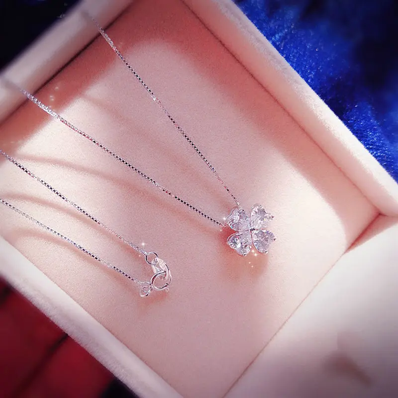 1 шт. ожерелье в форме клевера на удачу роскошное с прозрачным сердцем и фианитами