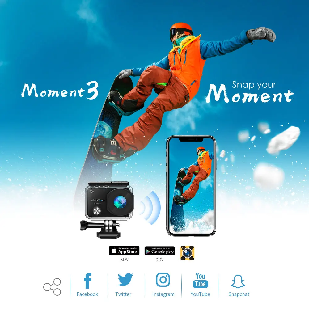 VanTop Moment 3 4K Action Camera Underwater Waterproof Camera with 170° Wide Angle Outdoor Mini WiFi Video Sports Mini Camera-4