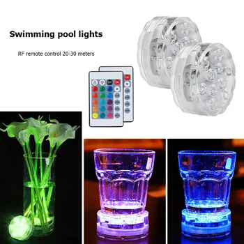 

IP68 Waterproof Battery Operated Lamp 10 LED Remote Control Submersible Light Multi Color Submersible LED Underwater Light