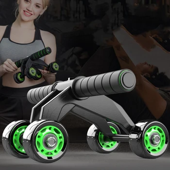 

4 Wheels Power Wheel Triple Abdominal Roller Workout Fitness Machine Gym Knee Pad Exercise Abdominal Muscle Trainer
