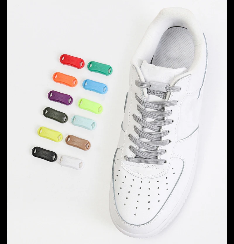 1 Pair Buckle Lock No Tie Shoelaces Elastic Reticulated Woven Flat Shoe Laces Quick Wear In 1 Second Sneakers Lazy Shoelace