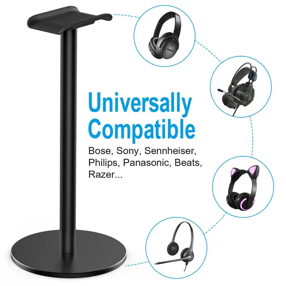 Nee Bee Headphone Stand Headset Holder with Non slip Base Aluminum Metal Soft TUP Earphone Holder for All Size Headphones