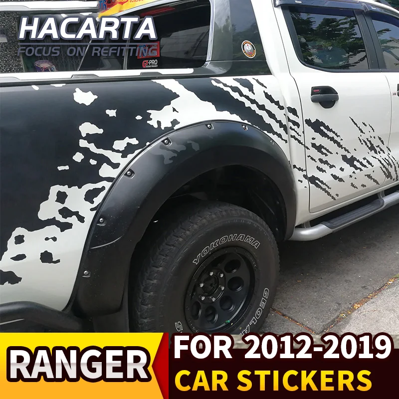Для Ranger 2012- наклейки для автомобиля черные Потяните цветы рейнджеры пикапы модифицированные автомобильные передние стороны Raptor F150 наклейки