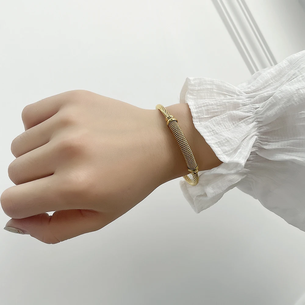Bracelet Maille Acier Inoxydable Argent Mat Et Brillant - Taille 52 - Occasion Bon état