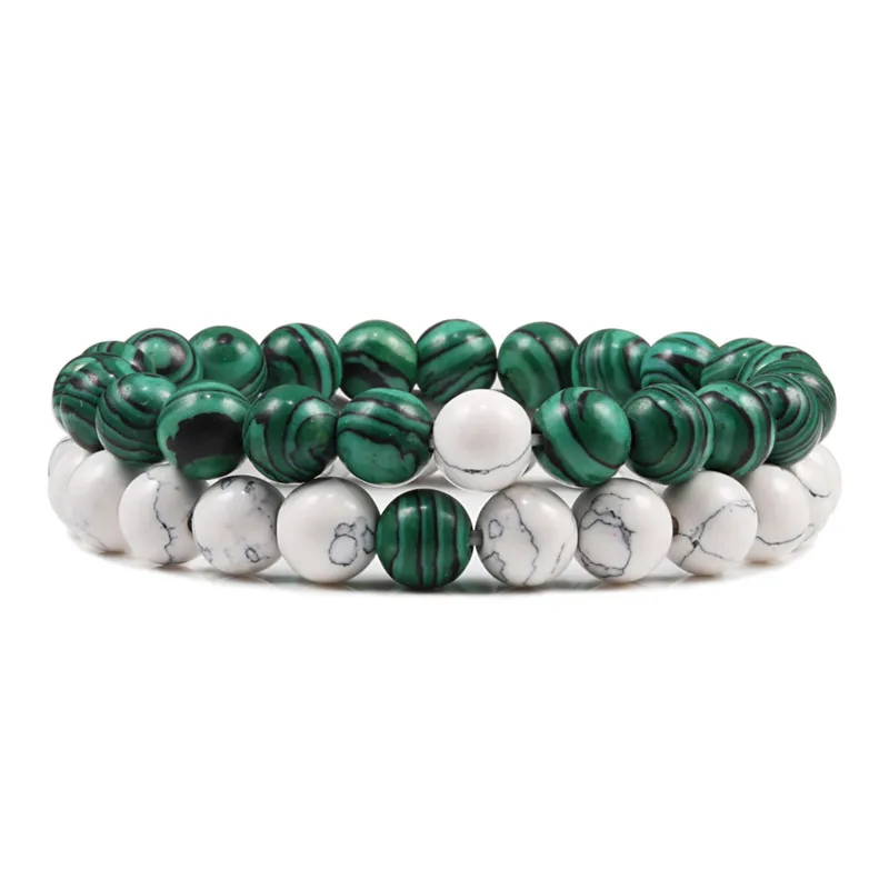 

2 Pcs/Cet Natural Stone Beaded Bracelets For Couples Gifts Yoga Fitness Meditation Rosary Bracelet Ying Yang Jewelry Accessories