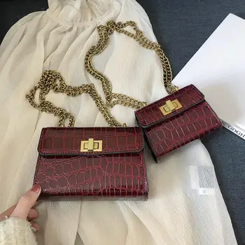 

Stone pattern Mini Flip Square bag 2020 Summer New Quality PU Leather Women's Designer Handbag Lock Chain Shoulder Messenger Bag