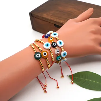 

20 Jewelry Coloured Glaze Eyes Demon Eye Handmade Beading Bracelet INS Europe and America Summer Beach Trend Ornament