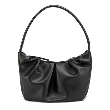 

2020 New Women Folds Shoulder Bag Stylish Personality Handbag Soft Leather Underarm Package Pouch Evening Party Clutch Purse