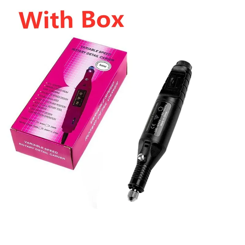 Ручка Форма ногтей набор сверл, Электрический Маникюр акриловый для удаления ногтей портативный дрель для ногтей Подающая машина педикюр набор для красоты - Цвет: BLACK  WITH BOX