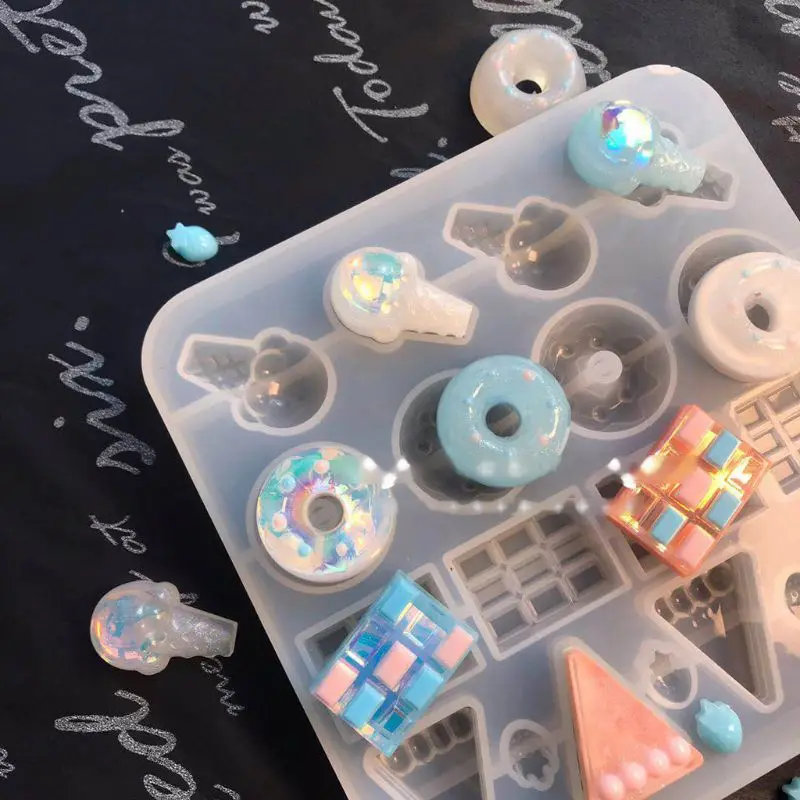 Имитация еды пончик плесень смолы литье кулон серьги DIY ювелирные изделия инструменты