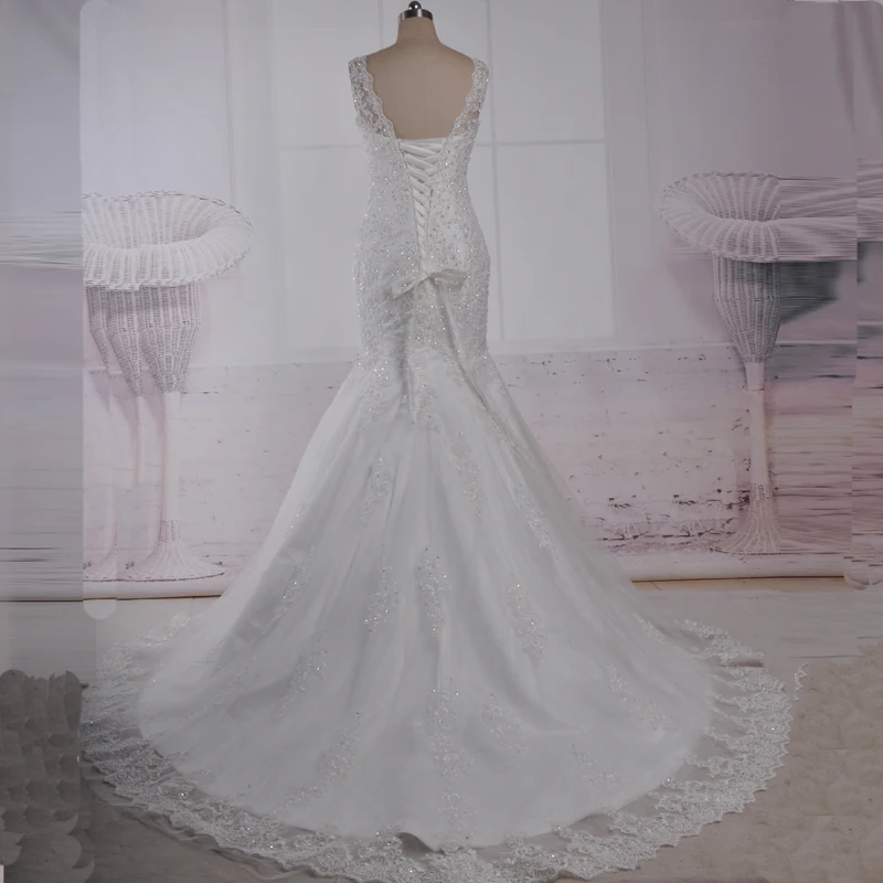 Vestido de noiva longo красивое кружевное платье русалки без рукавов с бисером реальная картинка свадебного платья платья для матери невесты