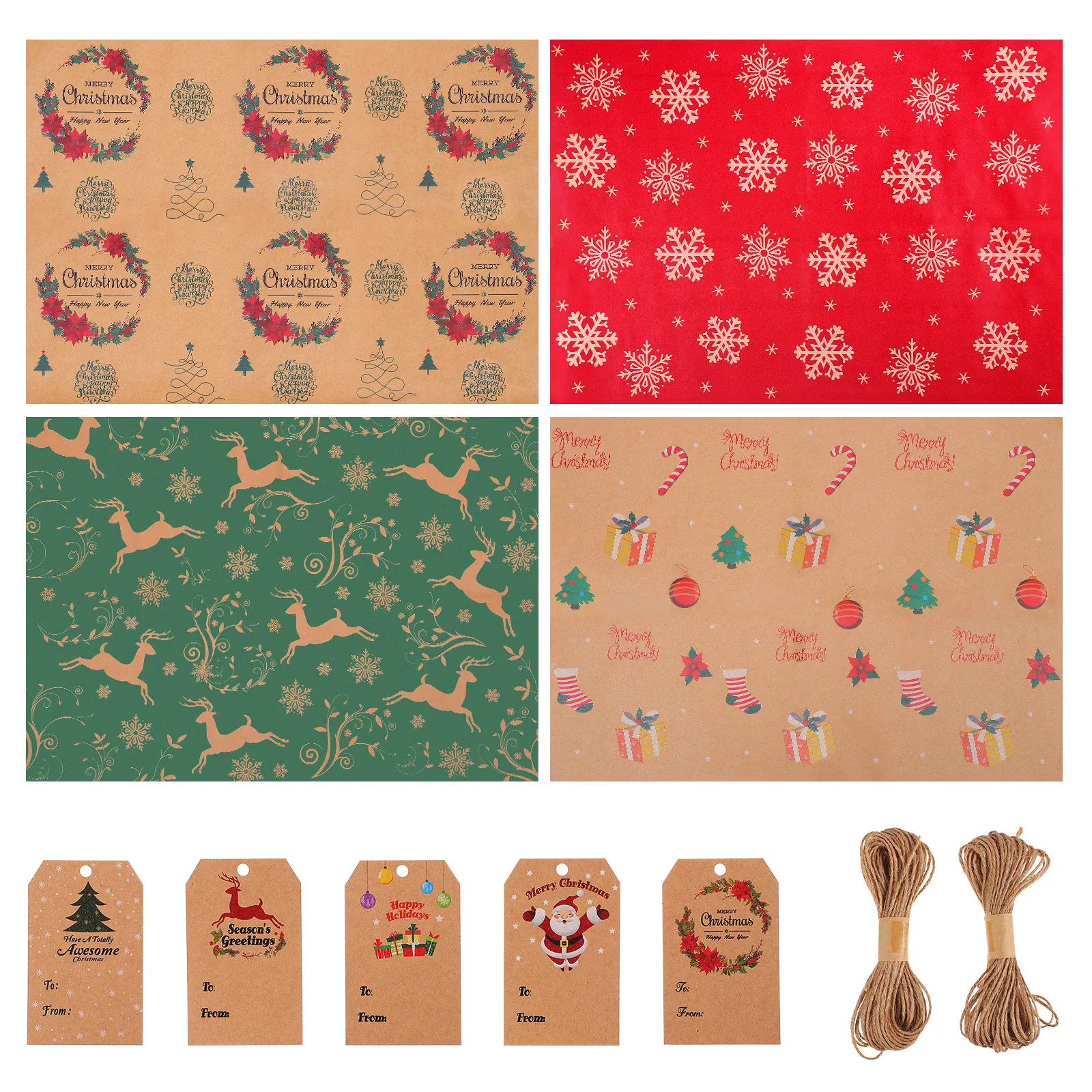 1 Set Thick Kraft Gift Wrapping Paper Christmas Roll Craft Card Stock for Party | Дом и сад