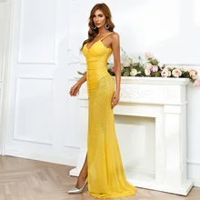 

Sling V Neck Wedding Elegant Long Dress Slit Evening Dress for Women Fashion Sexy Party Dresses Women Evening Donsignet