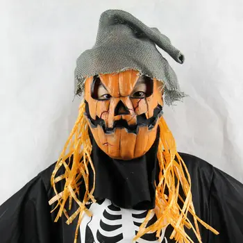 

Halloween Creepy Scarecrow Pumpkin Head Mask Funny Cosplay Fancy Costume Props Party Masks hot 2019 new