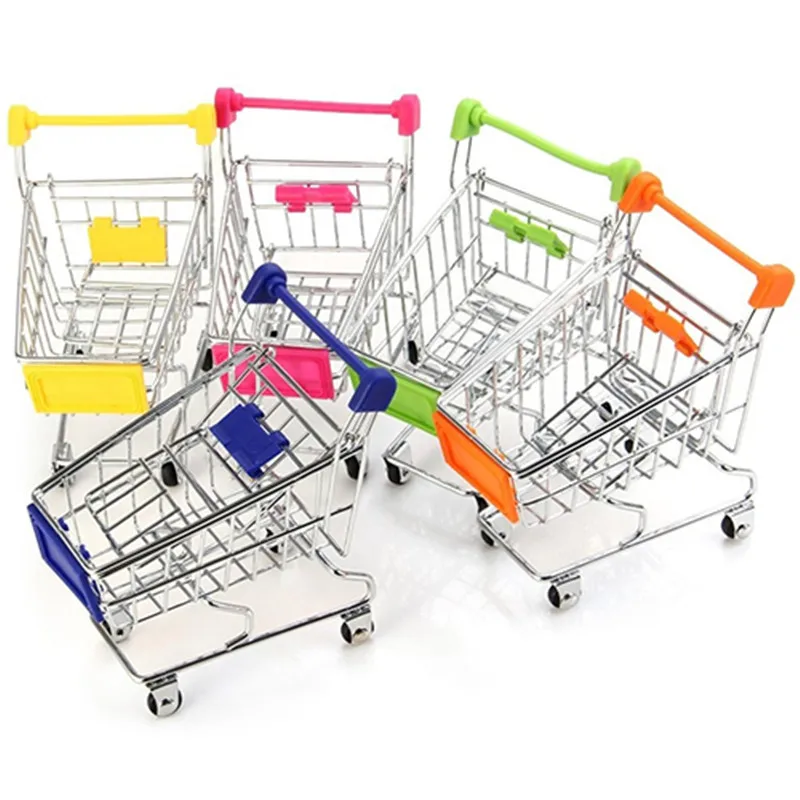 

Supermarket Hand Trolley Mini Shopping Cart Desktop Decoration Storage Toy Gift Shopping Cart Storage Cartoon Toy For Kids
