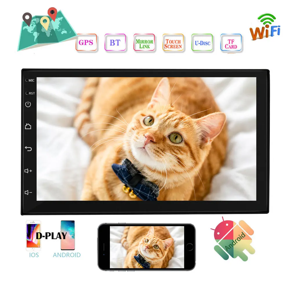 Android 2 Din Автомобильный Радио мультимедийный видео плеер Универсальный Авто
