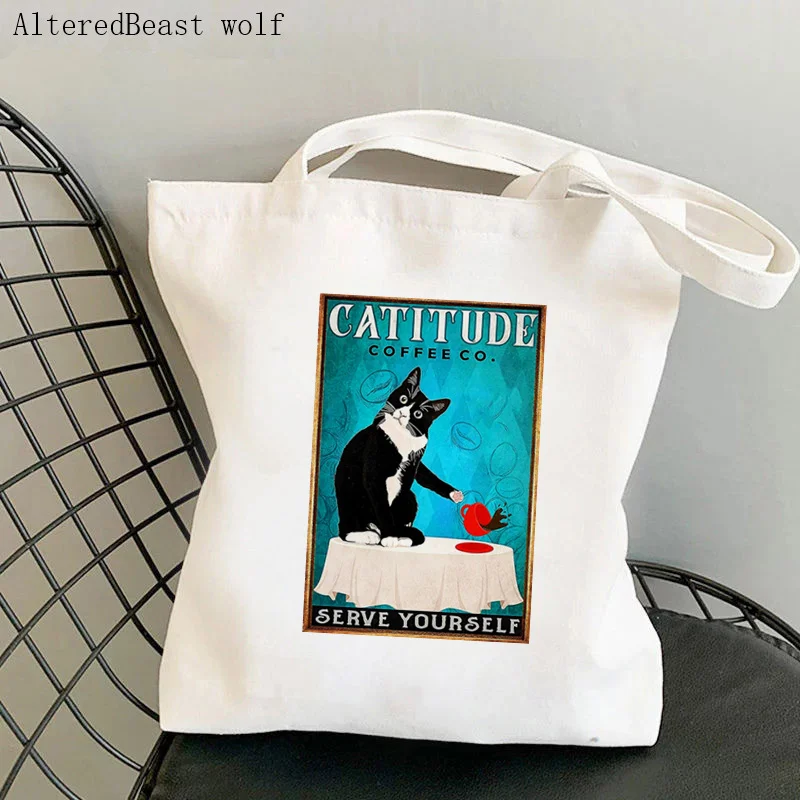 Women Shopper bag Cats I Want You To Know I Respect You P Bag Harajuku Shopping Canvas Bag girl handbag Tote Shoulder Lady Bag