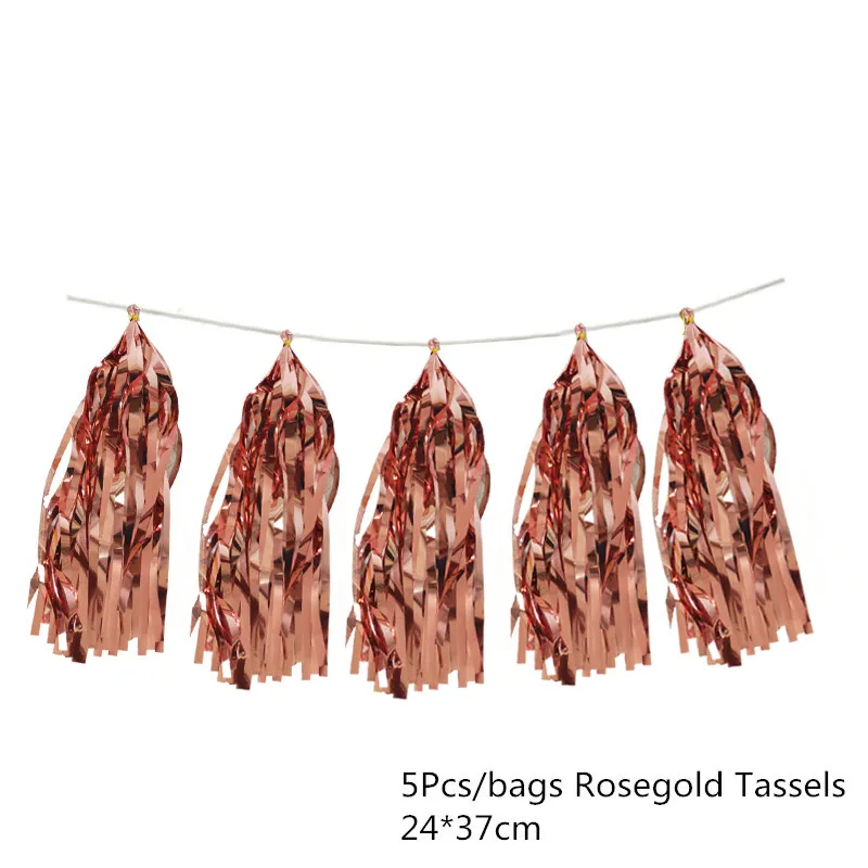 5Pcs Chicinlife Rosegold бумажные тарелки и стаканы Скатерть Салфетка соломы попкорн коробка фольги шары для свадьбы и дня рождения вечерние юбилей Декор - Цвет: 5Pcs