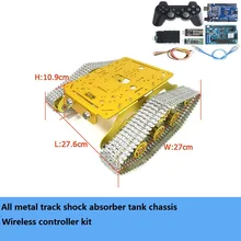 DIY полностью металлический амортизирующий гусеничный робот-Танк комплект Шасси Металлический трек высокий крутящий момент мотор беспроводной контроллер комплект образование