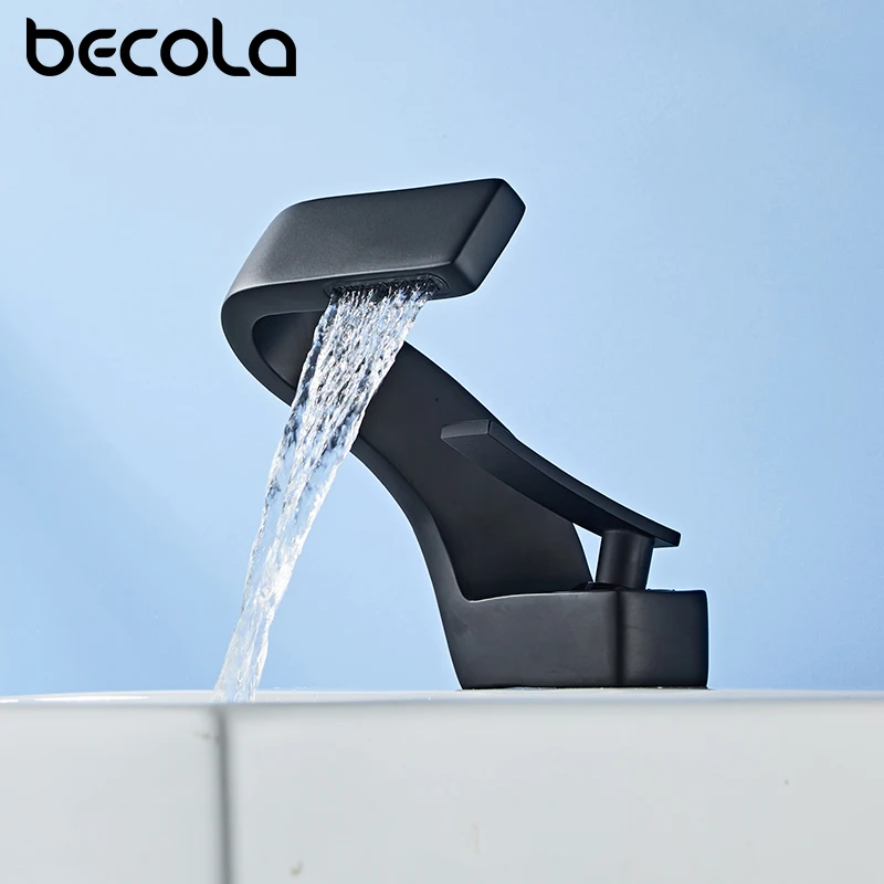 becola Brushed Gold Basin Faucet Black Bathroom Mixer Tap Deck Mounted Sink Hot and Cold Water chrome faucet taps | Обустройство дома