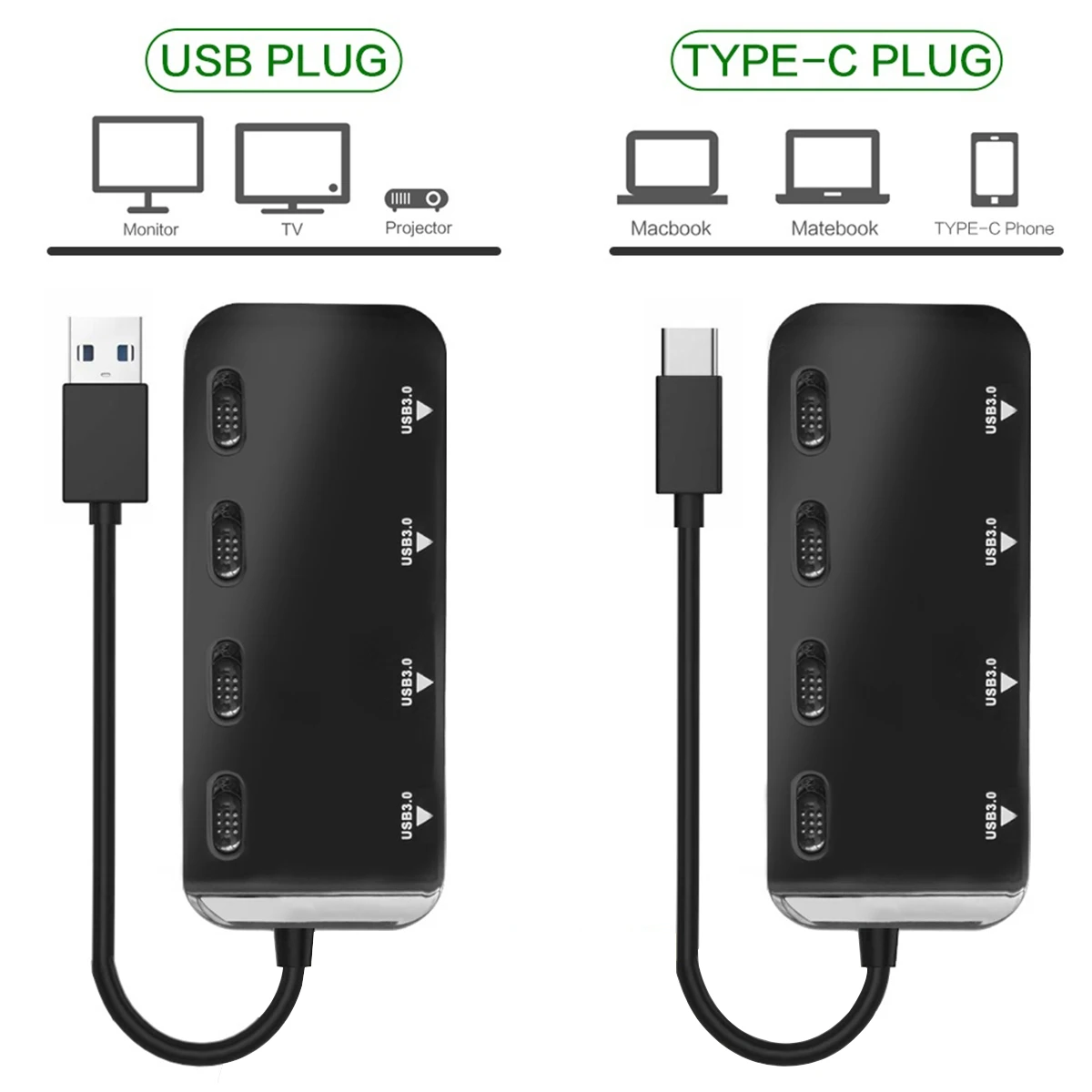 Многофункциональный usb-хаб USB3.0 высокая скорость передачи с переключателем адаптер удлинитель Разъем для MacBook Ноутбук Настольный