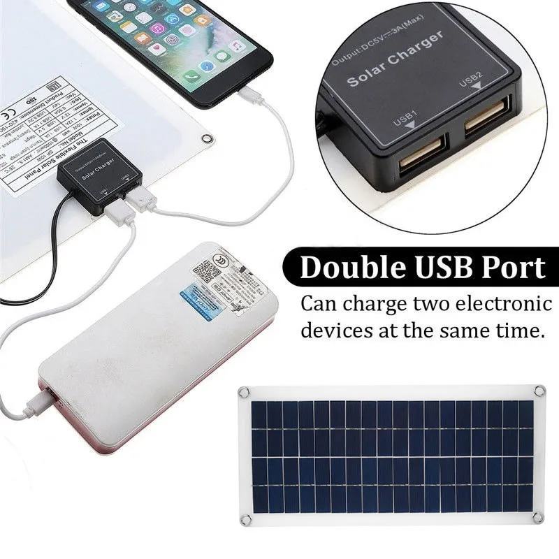 20 Вт солнечная панель с двойным USB портативным аккумулятором Внешняя батарея Зарядка солнечная ячейка доска наружное автомобильное зарядное устройство 430X200X3 мм