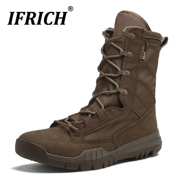 

2020 New Men Army Military Boots Brown Mens Canvas Desert Boots Good Quality Tactical Shoes Men Anti-Slippery Combat Boots Men