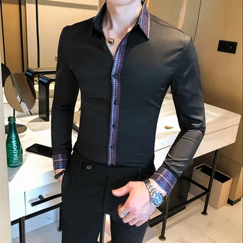 

British Style Mens Dress 2020 Autumn Cotton Dress Shirts Mens Casual Shirt,Casual Men Slim Fit Social Shirts