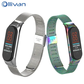 

Mi band 4 Metal Strap With Film Mi Band 4 3 Smart Bracelet Color Replacement Stainless Steel Miband 3 4 Strap Buckle Wristbands