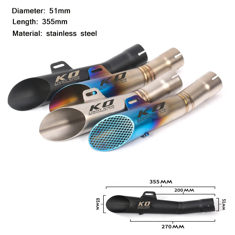 

13,97 дюймовый мотомодифицированный глушитель выхлопной трубы из нержавеющей стали со съемной системой глушителя дБ для 38-51 мм