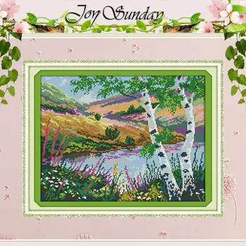 

The lakeside poplar Patterns Counted Cross Stitch 11CT 14CT Cross Stitch Sets Wholesale Cross-stitch Kits Embroidery Needlework