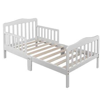 

Classic Design Wooden Baby Toddler Bed,Children Bedroom Furniture with Safety Guardrails