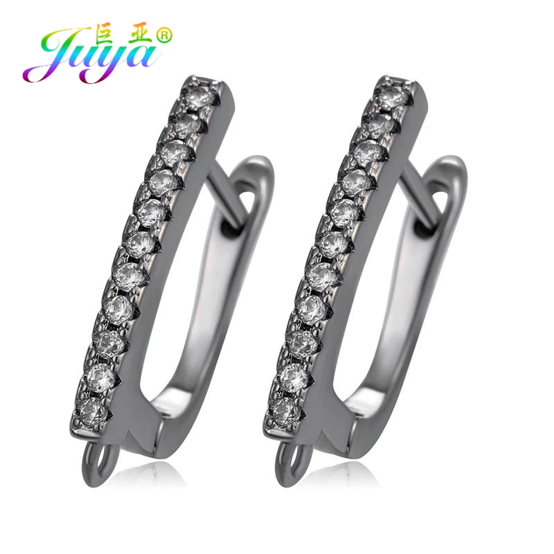 Metal Black Juya DIY серьги аксессуары поставки золото/серебро креативный крепеж обруч серьги крючки для женщин Мода висячие серьги - Цвет: Metal Black