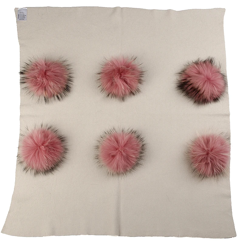 beige skin pink Geebro/теплое кашемировое Пеленальное Одеяло для новорожденных и детей постарше, одеяло для сна для путешествий с помпоном из натурального меха 15 см, постельные пеленки - Цвет: beige skin pink