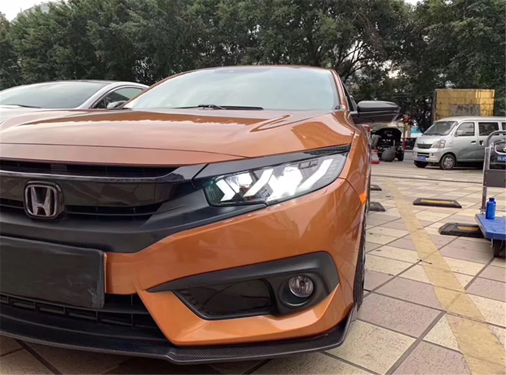 Пара для Honda Civic головной светильник s- Civic светодиодный головной фонарь все светодиодный светильник источник дневные ходовые огни динамический поворот