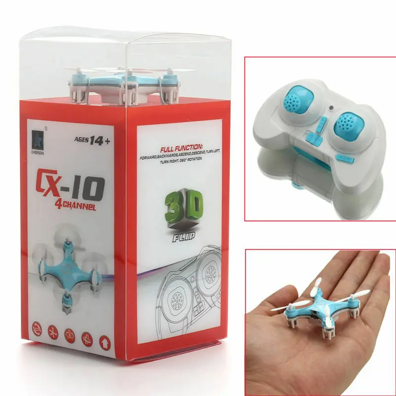 

CX-10 Remote Control RTF Micro Drone 2.4G 4CH 6 Axis LED Mini RC Nano Quadcopter Pocket Toy Luxuxy Model for Collection eachine