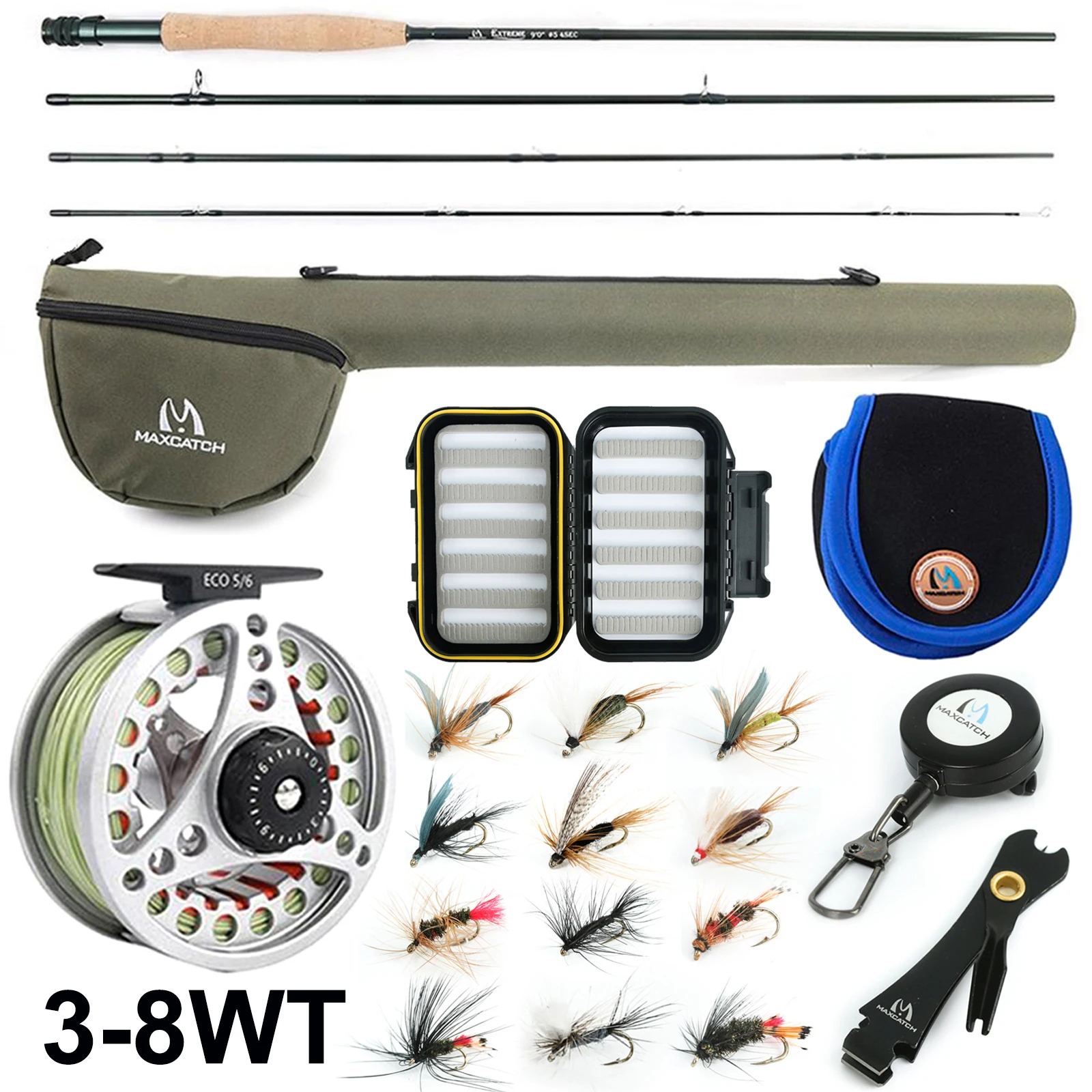 Maximumcatch Extreme 38wt Mediumfast Carbon Fiber Fly Rod Combo With