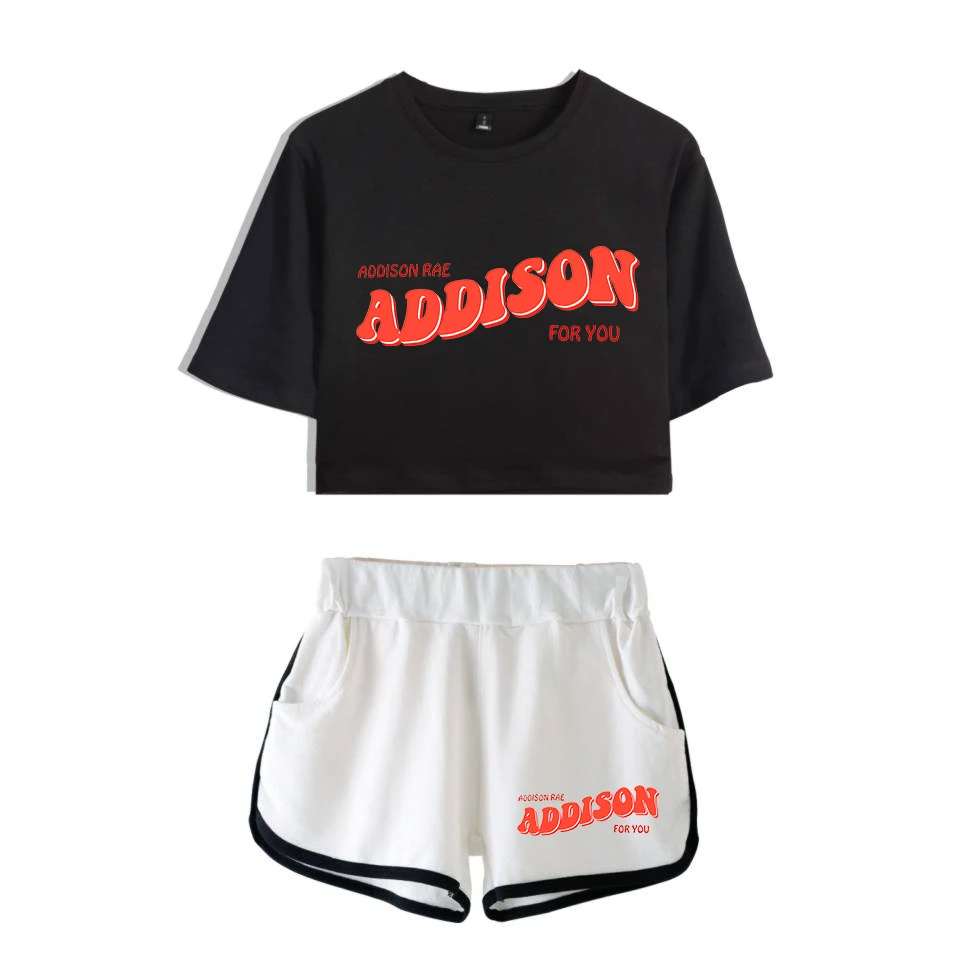 Conjunto de Top y pantalón corto para mujer, conjunto de ropa de calle con Top y pantalón corto, tops sexys de Addison Rae Vrouwelijke Trainingspak Twee Delige