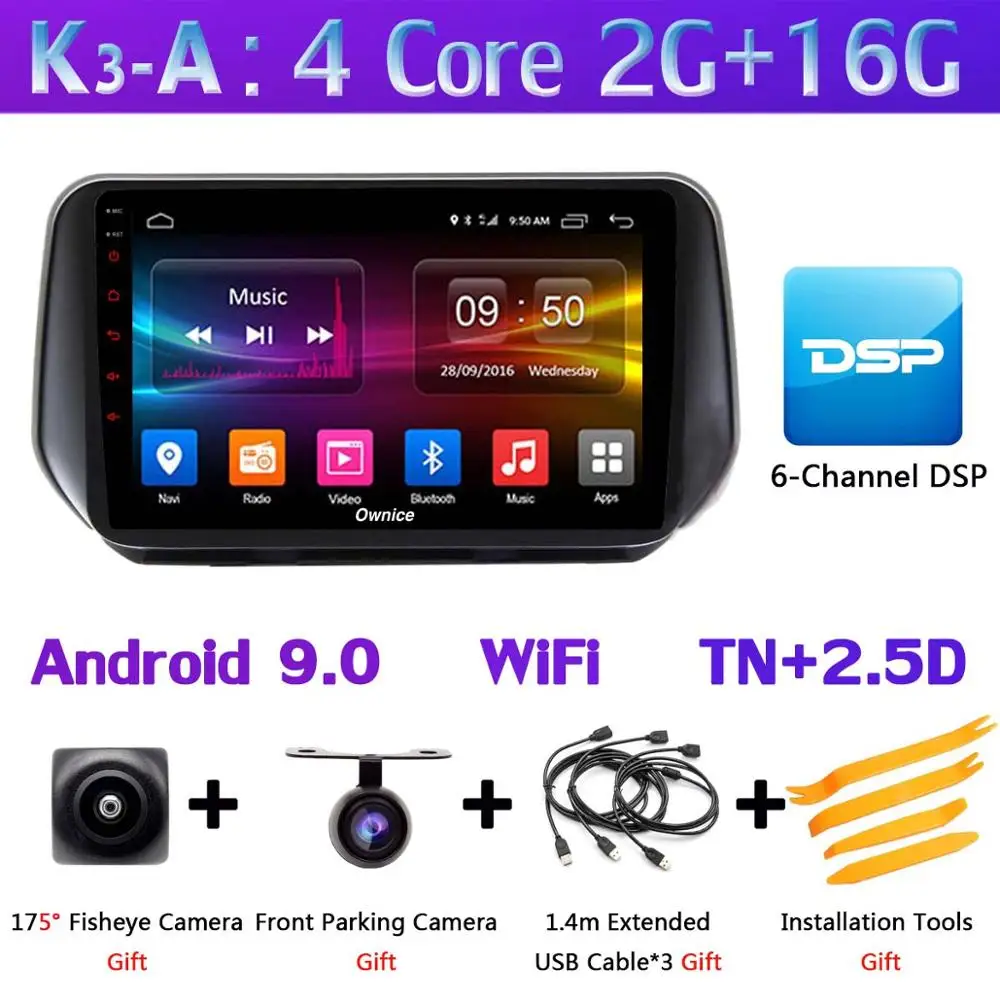 K3-A 1din 360 ° панорамный Android 9,0 4G+ 64G Автомобильный мультимедийный плеер CarPlay Android DSP gps радио для hyundai IX45 Santa FE XL - Цвет: K3-A