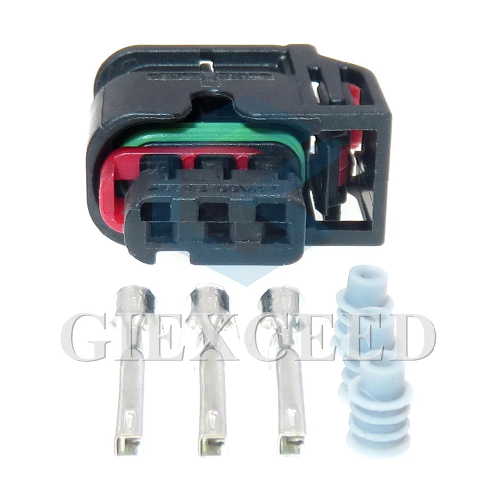 

1 Set 3 Pin Car Cable Wiring Terminal Waterproof Socket 1.2 Series Black Electrical Connector 1488992-5
