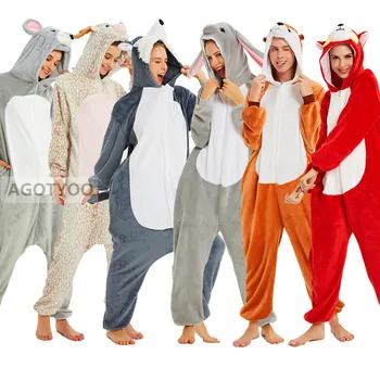 

2020 Adults Pajamas Women Men Flannel Sleepwear Unisex Kigurumi Unicorn Stitch Direwolf Panda Cartoon Animal Winter Pajamas Sets