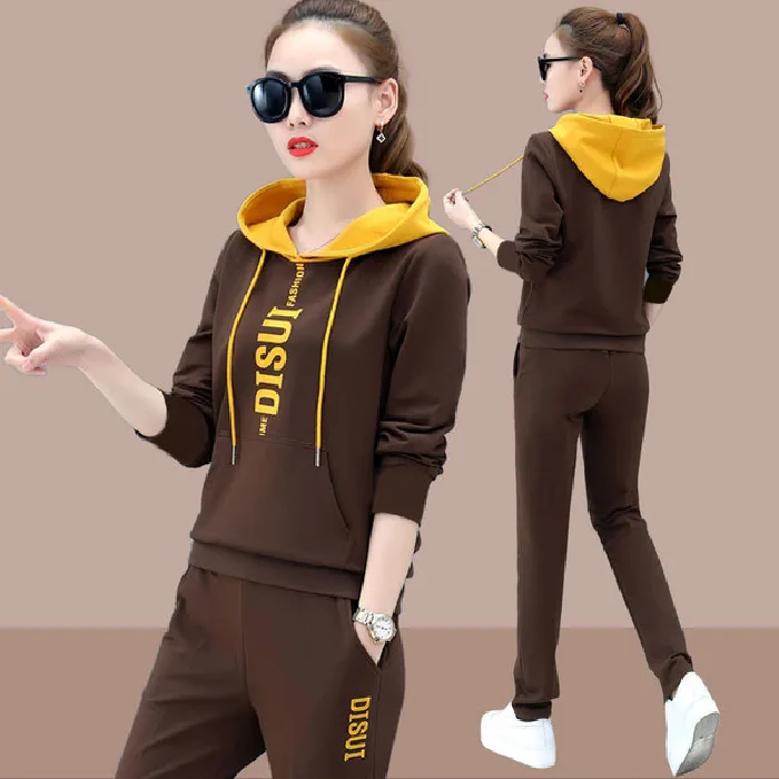 

Hot Selling New Style Korean-style Hooded Sports Clothing Leisure Sports Suit Loose-Fit Running Two-Piece Set