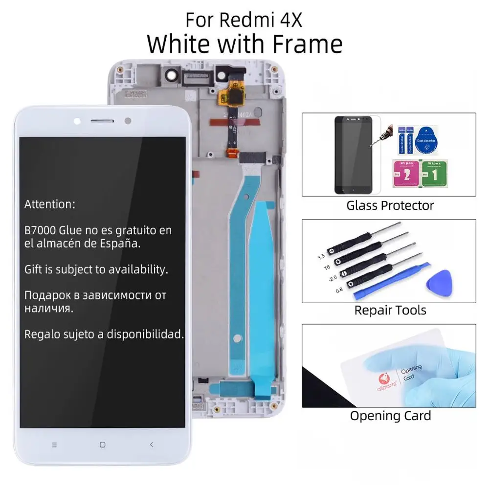 4X White with Frame Дисплей для For Xiaomi Redmi 4X 4A LCD в сборе с тачскрином на рамке 5.0'' черный белый золото - Цвет: 4X White with Frame