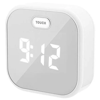 

Night Light Alarm Clock, Temperature Led Mirror Clock with Voice Control Memory Function Brightness Dimmer Colorful Bedside Li