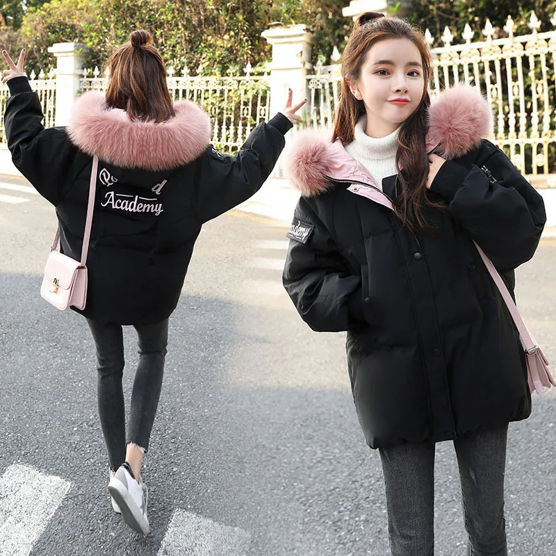 

2019 New Style Winter Cotton-padded Clothes Harajuku Wind Korean-style Versatile CHIC down Coat Students Short-height Hooded Cot