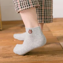 1 пара женских носков весна лето женские хлопковые носки цвет милый мультфильм Вышивка женские модные носки женские корейский стиль