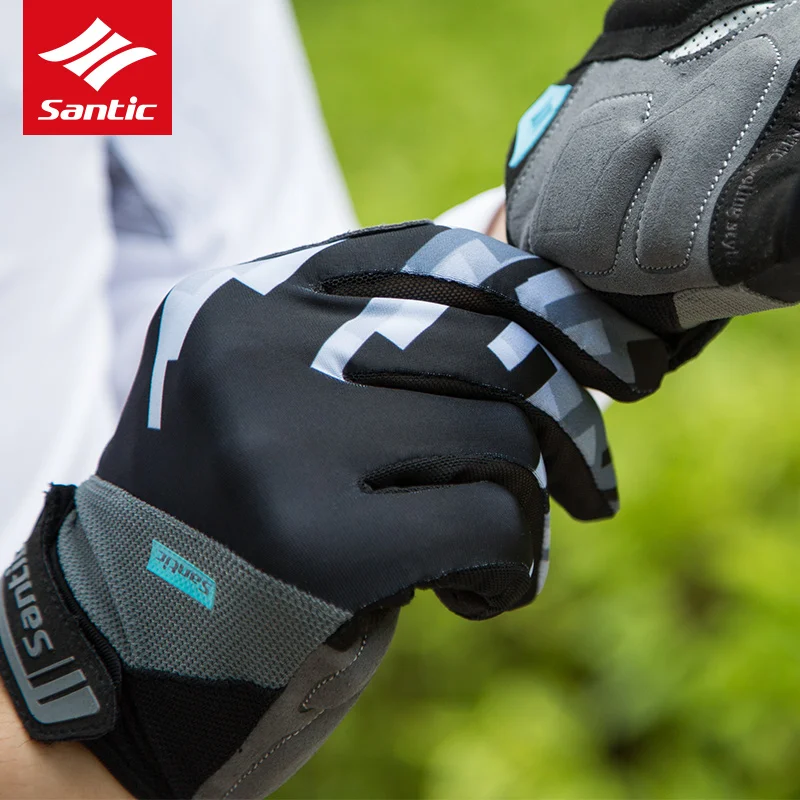 Santic велосипедные перчатки EVA противоскользящие противоударные дышащие мужские и женские MBT велосипедные перчатки полный палец Велоспорт Спорт экран сенсорные перчатки