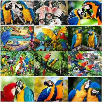 

AZQSD Adult Coloring By Numbers Animal DIY Oil Painting By Numbers Parrot On Canvas Picture For Living Room Home Decoration
